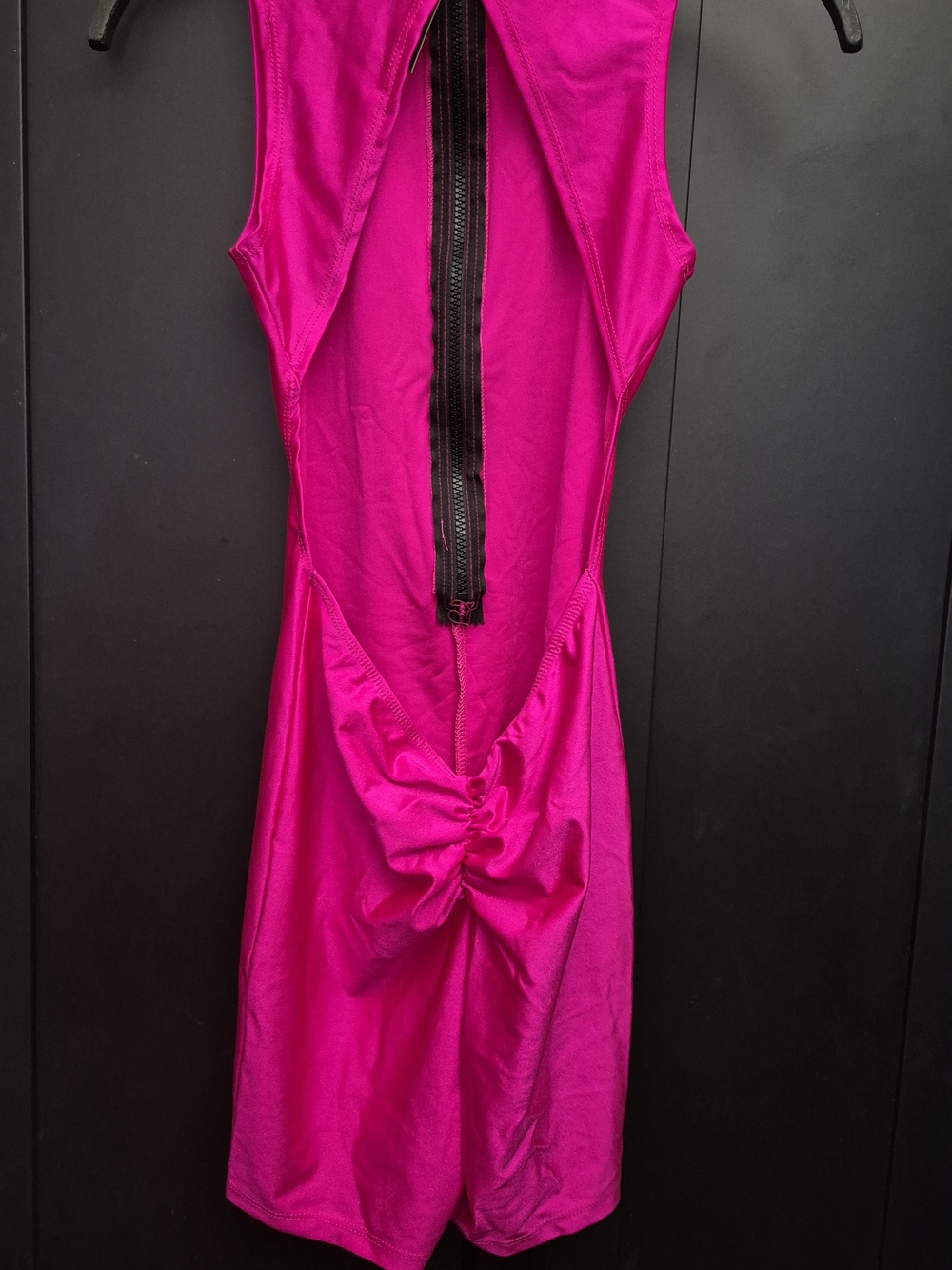 Jumpsuit Short Women's Fuchsia Sleeveless Back-Zip Dress